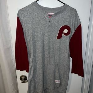 Phillies Mitchell and ness 3/4 sleeve henley size Large